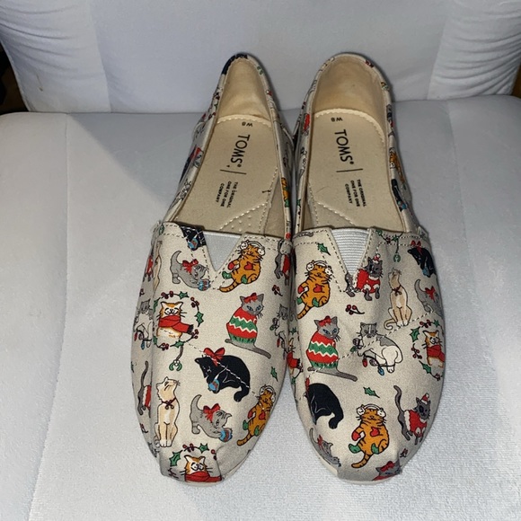 Tom's Christmas Cat Shoes size 8 - Picture 4 of 5